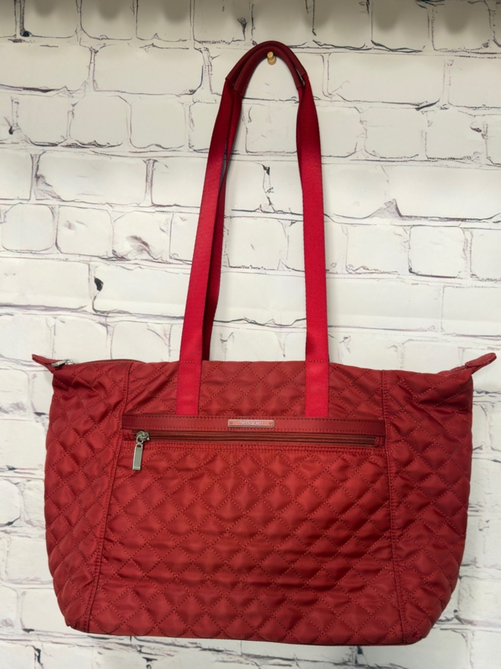 HEDGREN DIAMOND TOUCH RFID TOTE TRAVEL BAG QUILTED CLASSIC RED OVERNIGHT